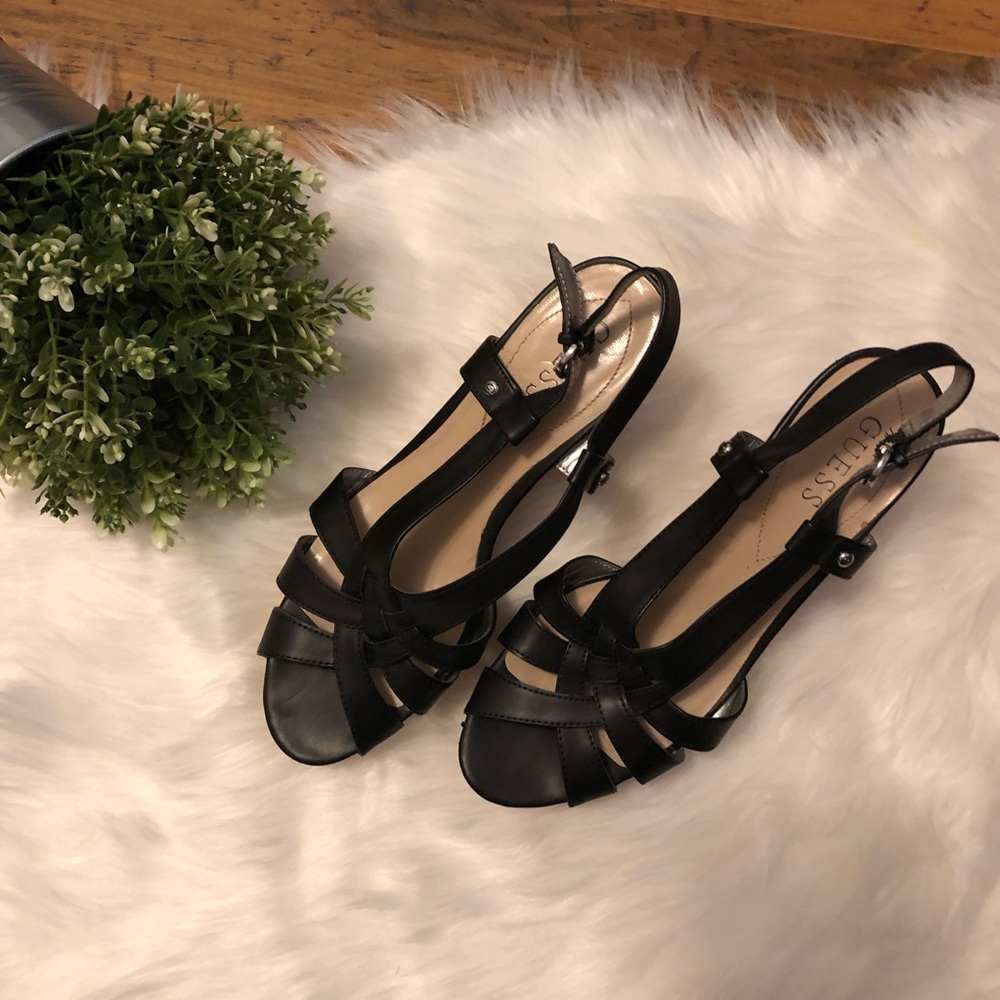 Guess Black Cork Wedges